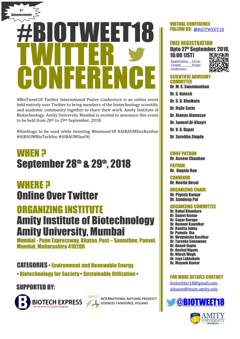 BioTweet18 Flyer - 2nd Announcement